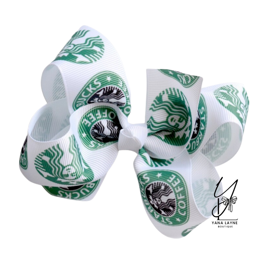 3-8 inches Handmade coffee inspired Starbucks hair bow