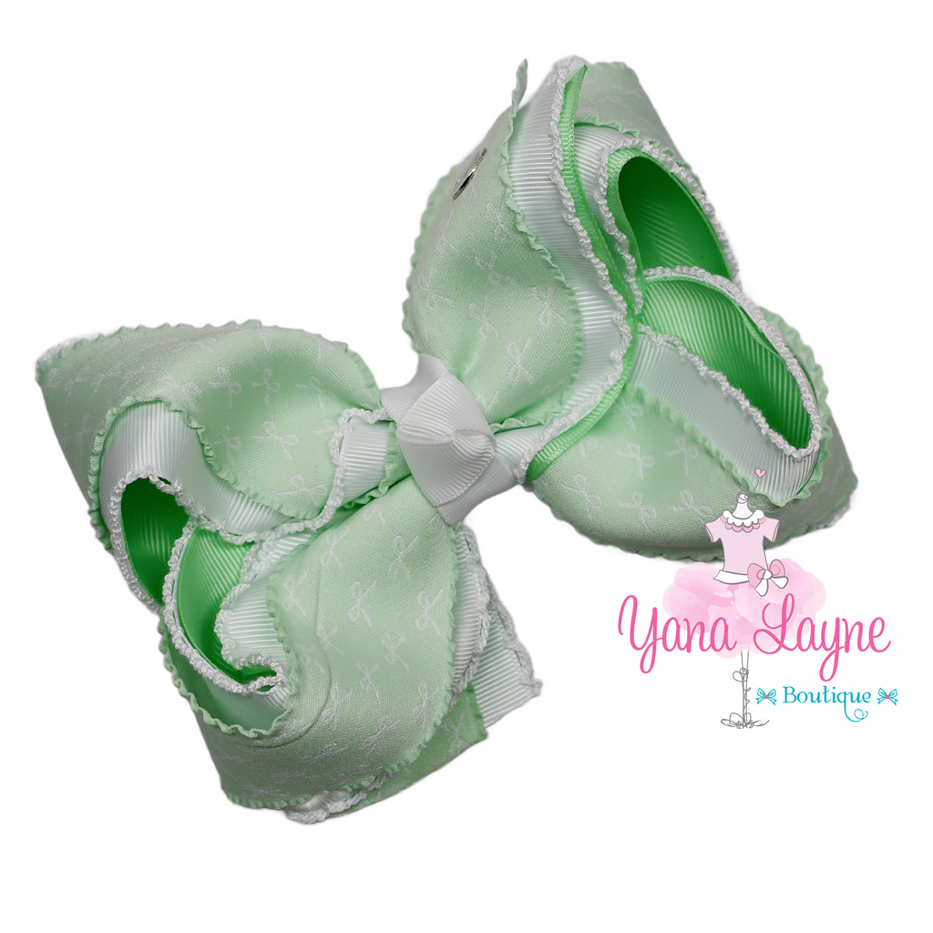 5 inches Mint Green layered boutique handmade hair bow