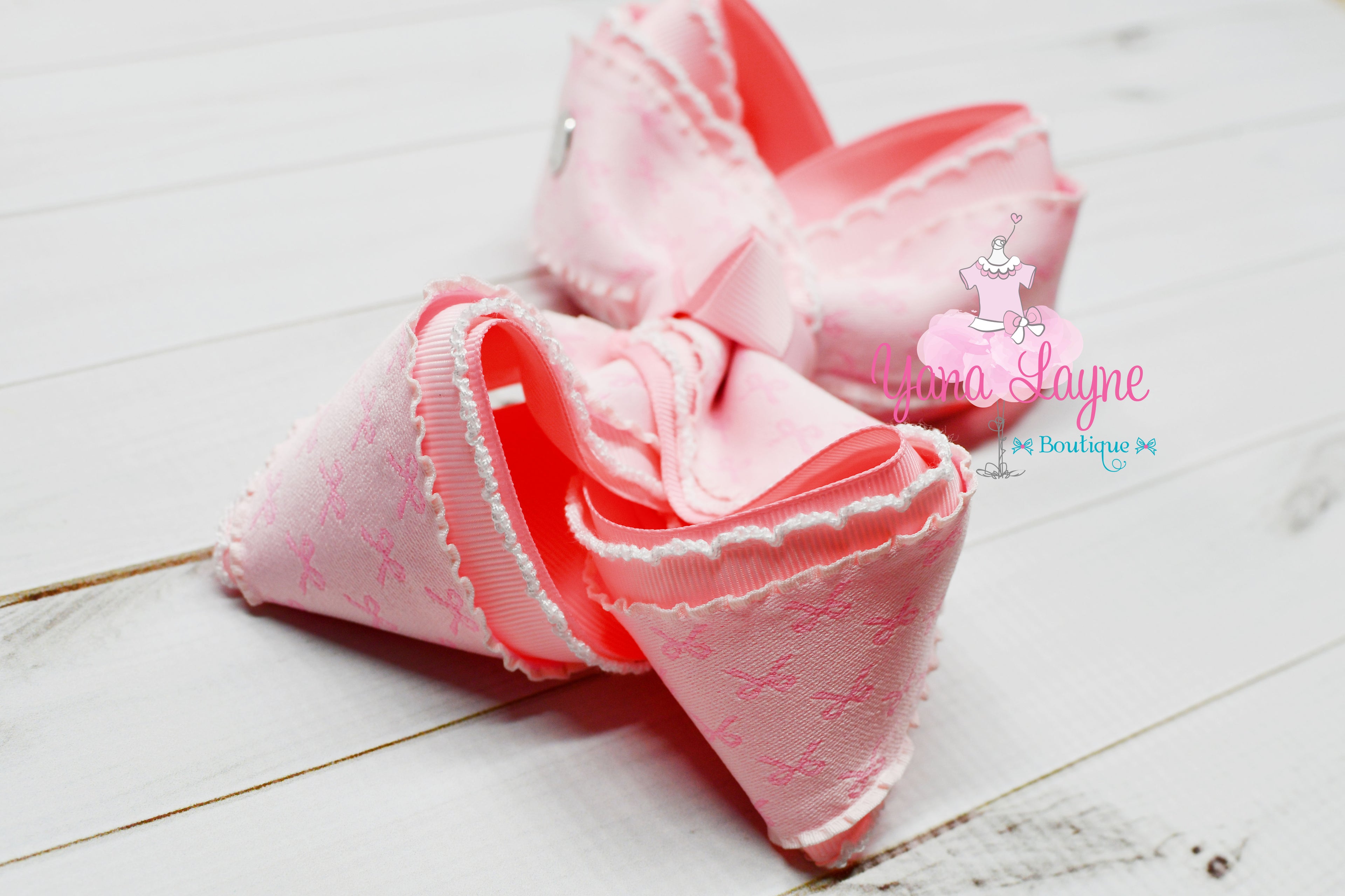 5 inches Pink Triple layer boutique handmade hair bow