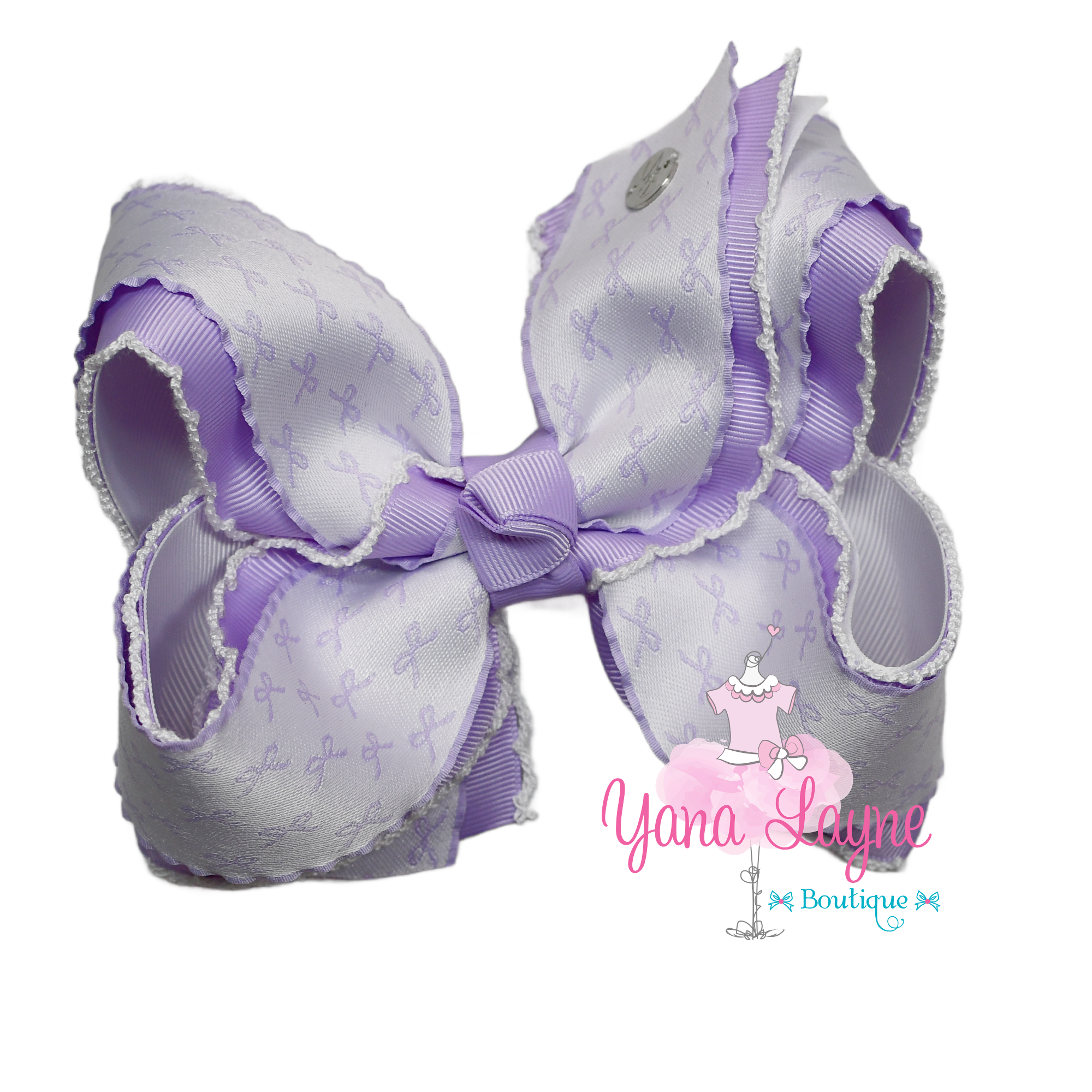 5 inches Lavender Triple layer boutique handmade hair bow