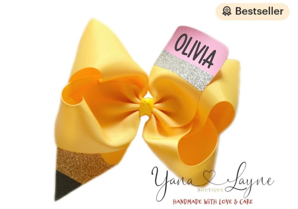 Personalized Pencil Hair bow for girls