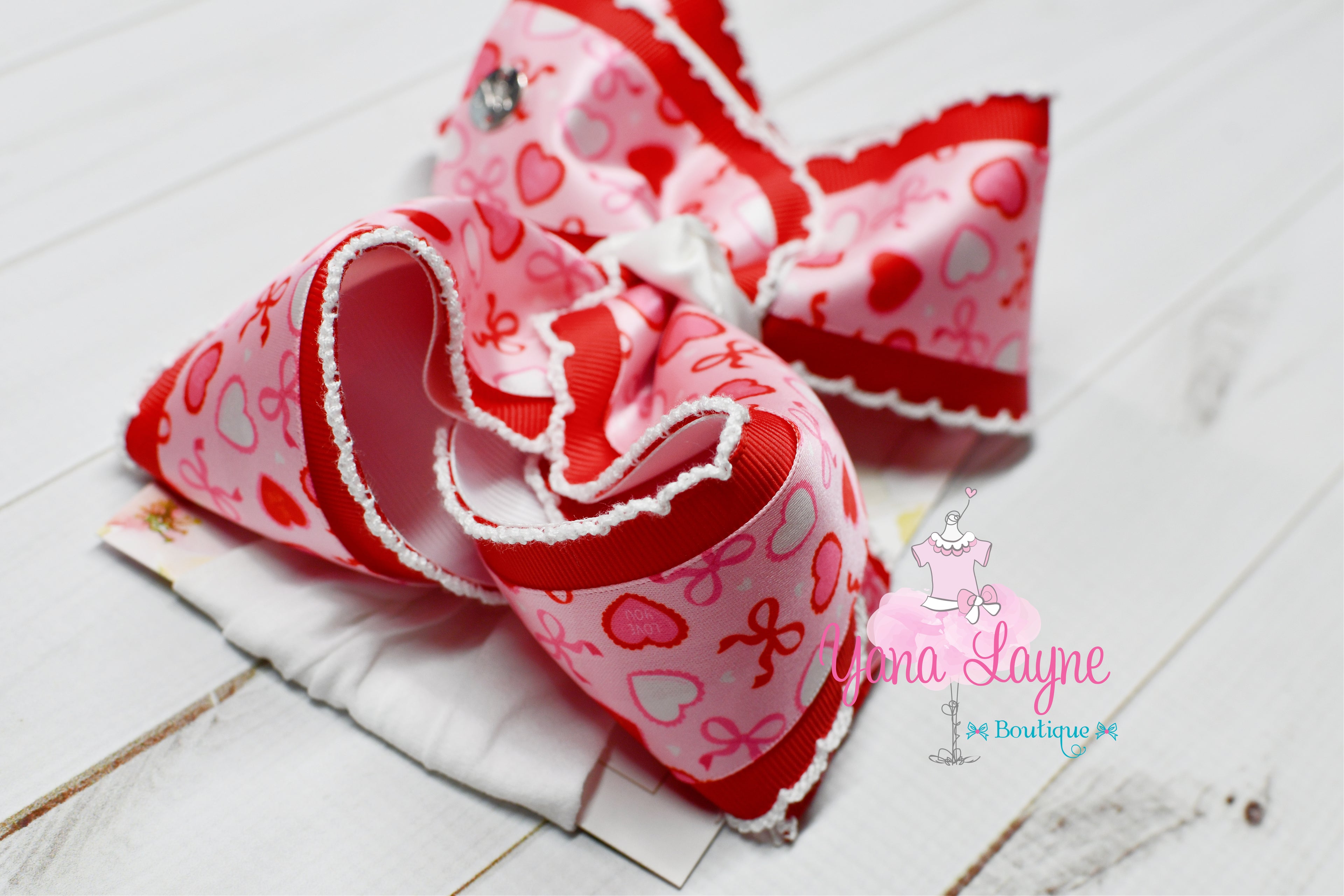 5 inches Valentines Triple layer boutique handmade hair bow